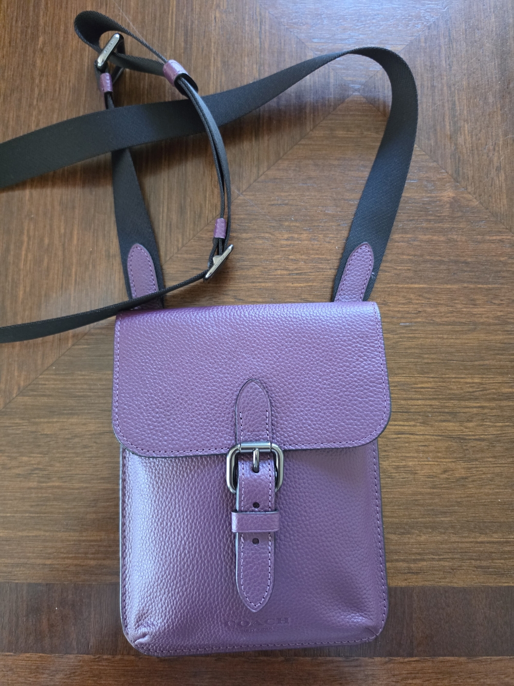 Coach Pebbled Leather Cell Phone Crossbody Bag in Deep Purple - Picture 8 of 9
